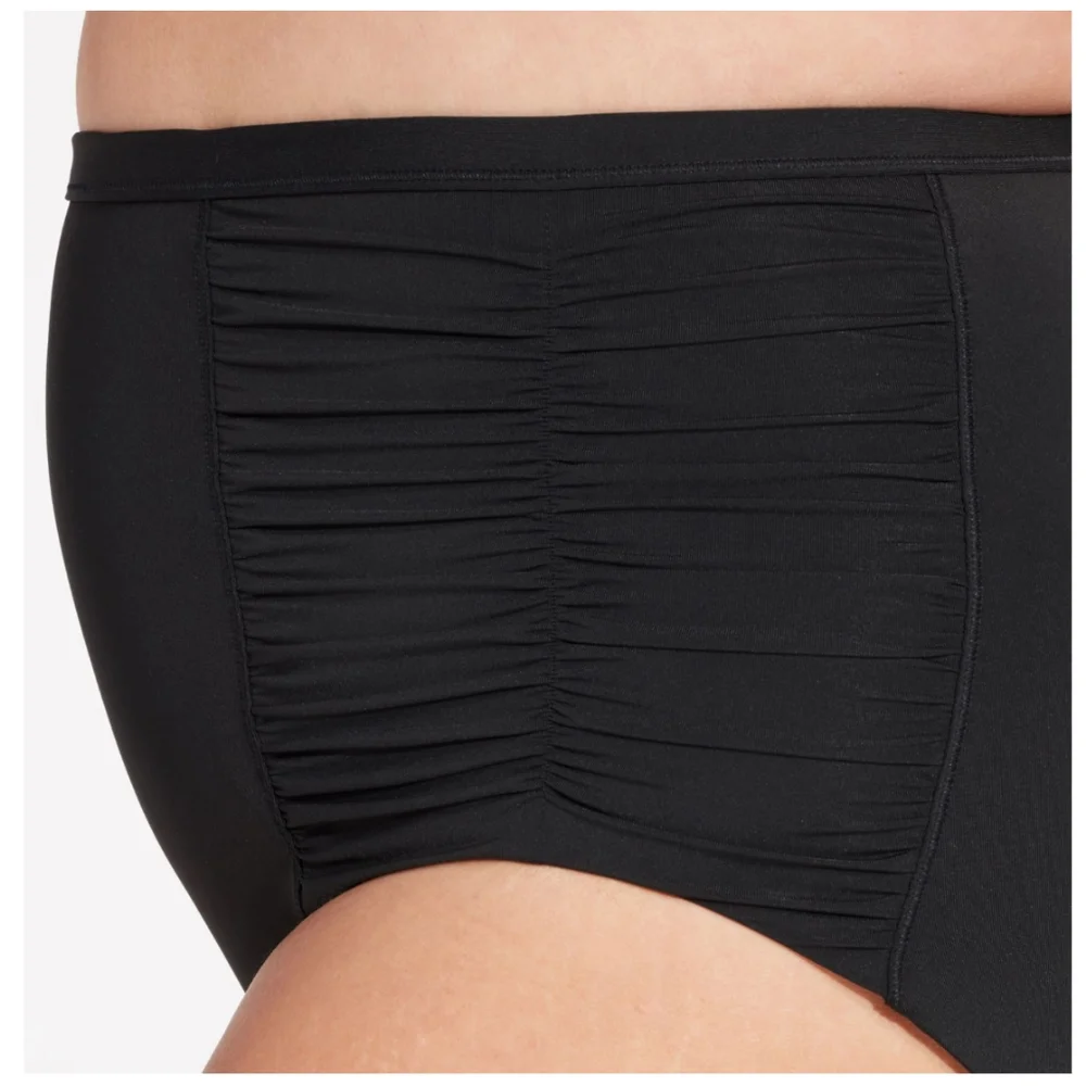 Calia High Waist Black Shirred Bikini Bottoms